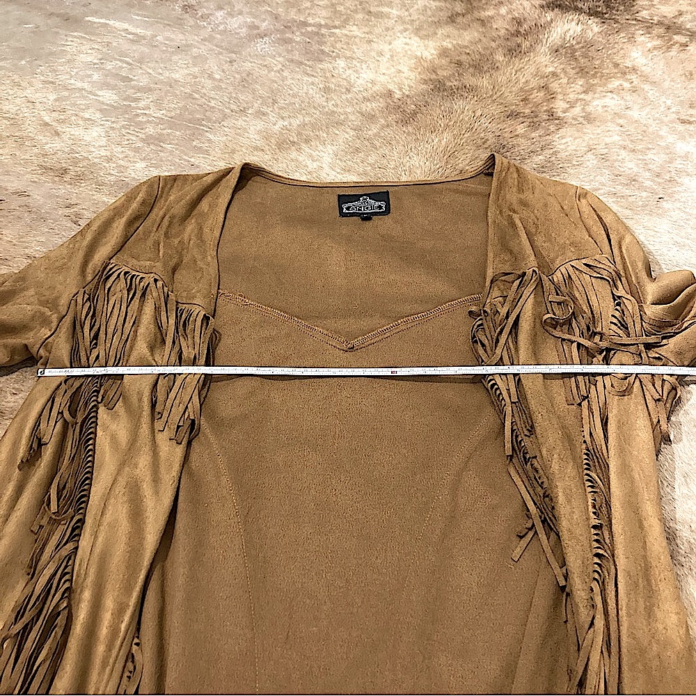 Angie Brown Suede Fringe Cardigan - Picture 5 of 8